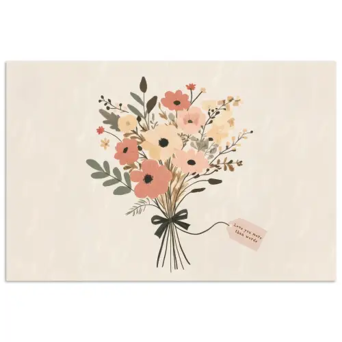 Bloemen - Quote - Beige - Lint poster papier klein -3d