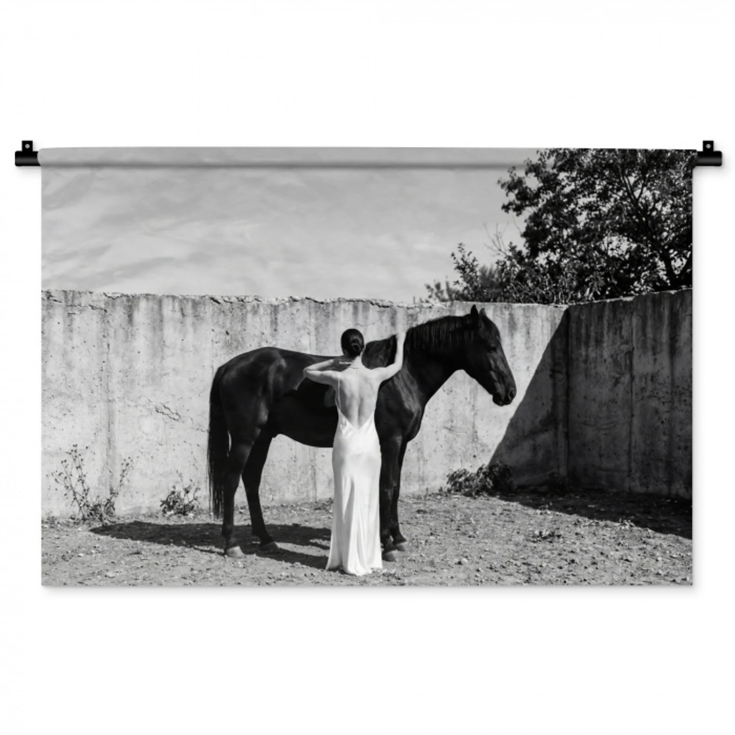 Vrouw - Paard - Artistiek Wandkleed katoen middel -zz3d