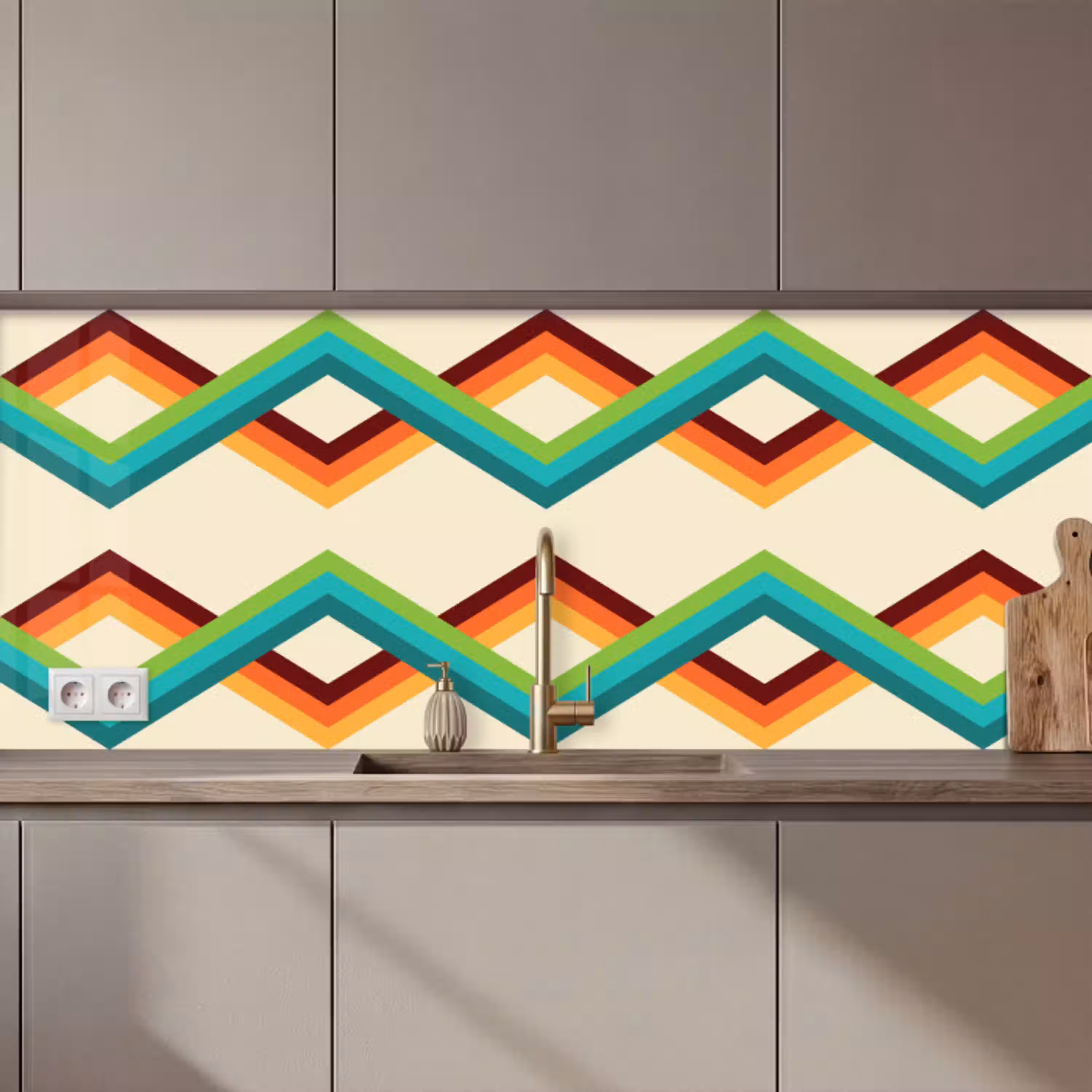 Retro - Strepen - Design - Seventies keuken achterwand 2 middel 871 zz_3dshopping