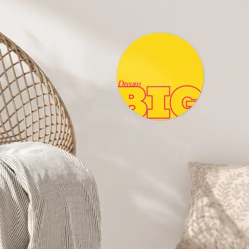 Dream big - Geel - Grafisch Wandcirkel behangsticker klein -sfeer4