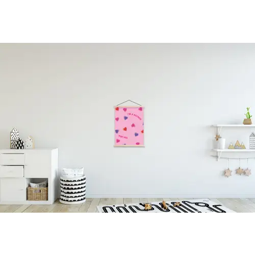 Lolly - Valentijn - Illustratie - Snoep textielposter latten blank klein -kinderkamer