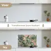 Compositie van bladeren - Groen - Roze keuken achterwand spatscherm klein -voor_na_NL