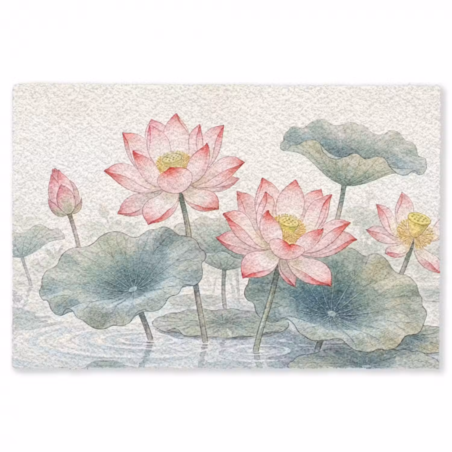 Teppich - Aquarell - Lotusblumen - Farbenfroh
