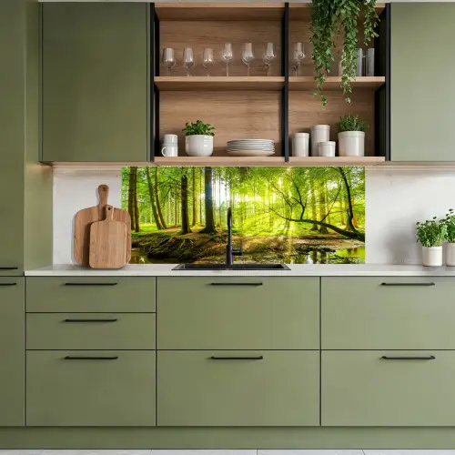 Bos - Landschap - Water - Bomen - Zon - Groen - Natuur keuken achterwand 2 middel -sfeer3