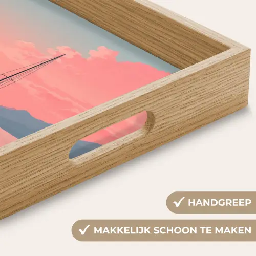 Zeilboot - Roze zee - Zonsondergang - Bergen Dienblad Rechthoek middel -USP_HandgreepNL