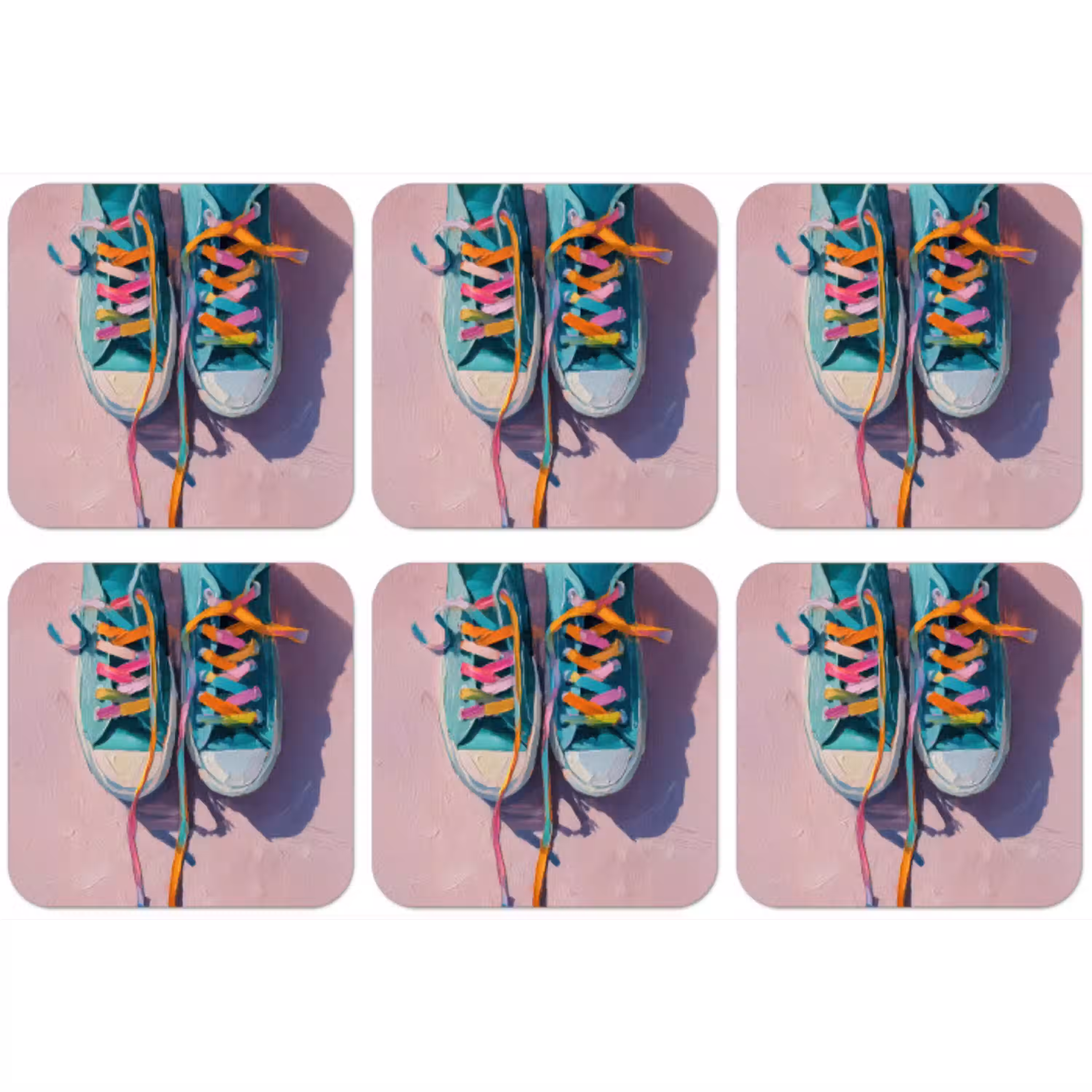 Sneakers - Veters - Kleurrijk - Schaduw onderzetter kurk middel -zkaufland3dotto