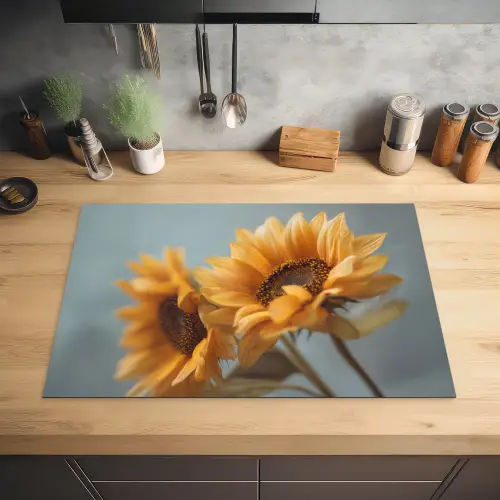 Zonnebloemen - Geel - Wazig Inductie beschermer vinyl 3mm klein -sfeer5