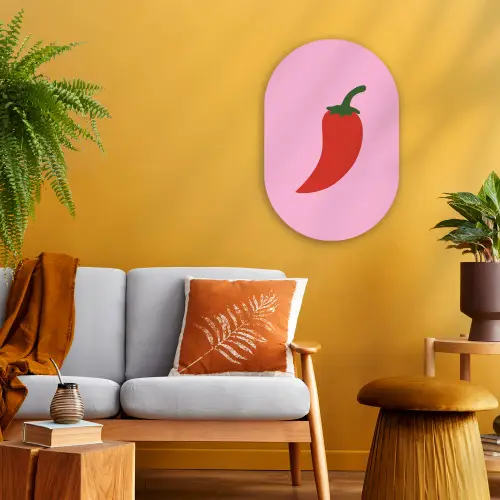 Peper - Rood - Illustratie Wandcirkel Ovaal Forex klein -sfeer4