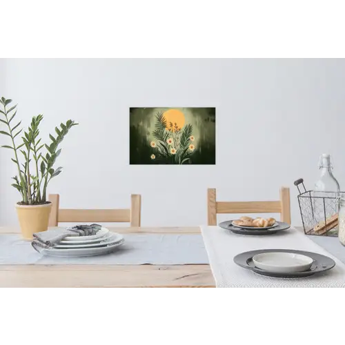 Bloemen - Bladeren - Zon - Groen Muursticker klein -eettafel