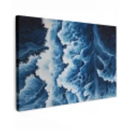 Golven - Blauw - Schuim Tuinposter op houten frame 2 cm dik klein -3d