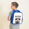 Rachid Racoon Kinderrugzak - Blauw middel -sfeer2
