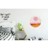 Heuvels - Oranje - Zon - Abstract Wandcirkel aluminium klein -kinderkamer