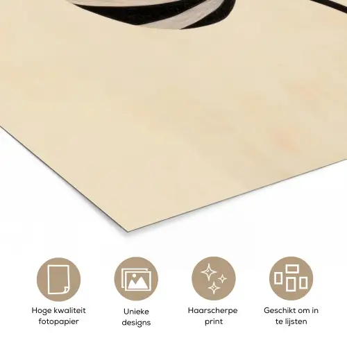 Bladeren - Gestreept - Stengel - Beige poster papier klein -closeup_NL