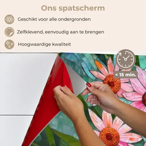 Bloemen - Roze - Glasmozaïek keuken achterwand spatscherm klein -spatscherm_NL