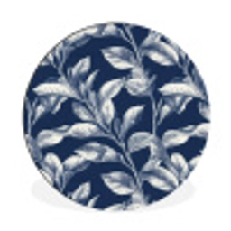 Botanisch - Patroon - Blauw Wandcirkel aluminium klein 190 -3d