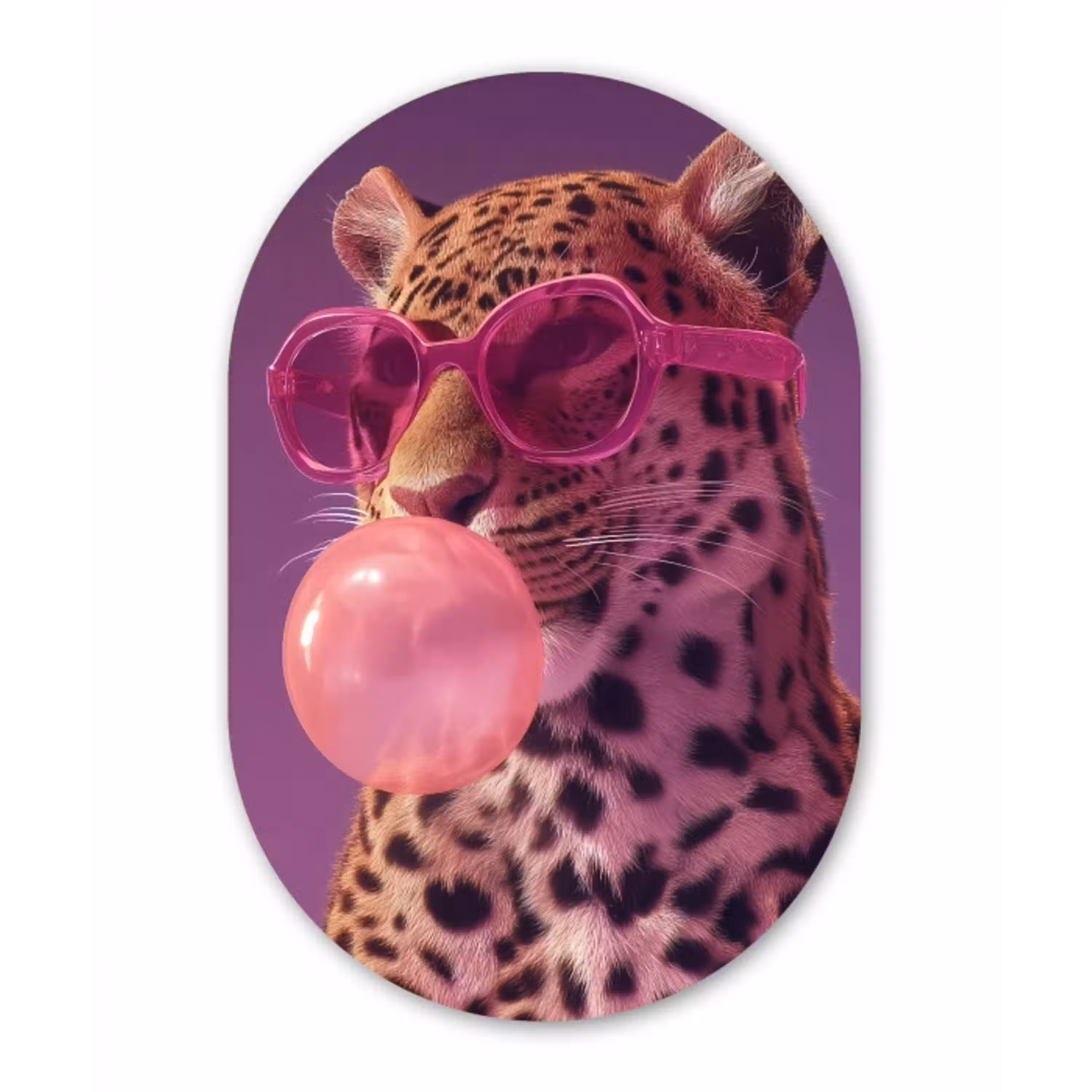 Panter - Zonnebril - Kauwgombel - Roze Wandcirkel Ovaal Aluminium middel -3d
