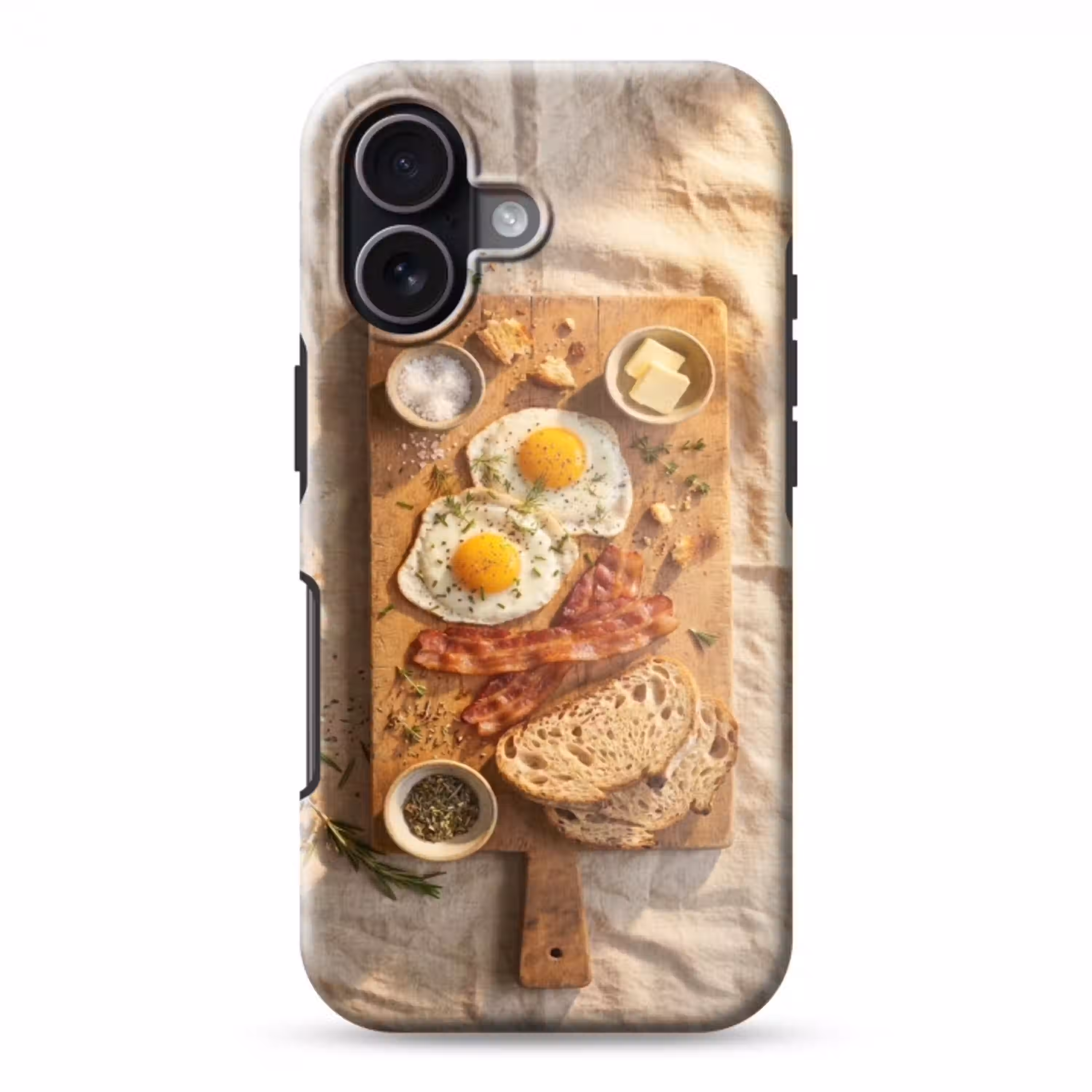 Eten - Ontbijt - Hout - Rustiek - Geel Toughcase MagSafe Apple iPhone 17 klein -3d