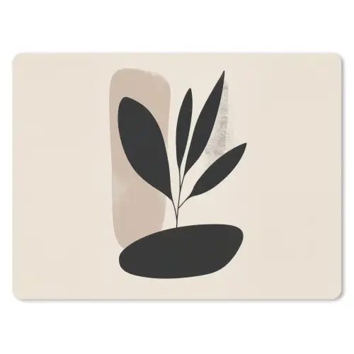 Plant - Beige - Japandi muismat rubber klein -3d