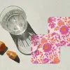 Bloemenpatroon - Roze - Oranje - Bloemen onderzetter kurk middel -sfeer4