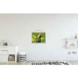Papegaai - Groen - Snavel - Abstract textielposter latten blank klein -kinderkamer