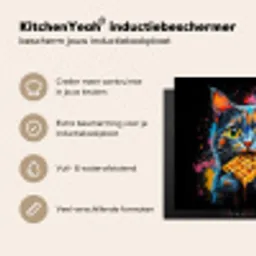 Kat - Graffiti - Kleurrijk - Wafel - Eten Inductie beschermer vinyl 3mm middel -sfeer2