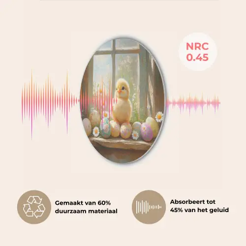 Kuiken - Raam - Paaseieren Akoestische PET Vilt - Rond klein -USP_NL