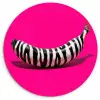 Banaan - Zebraprint - Roze Wandcirkel kunststof plaat 5mm dik klein -3d
