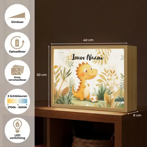 Dino - Voetbal - Oranje Light Box met batterij (Wandlamp kind) middel -USP_websiteoverzichtNL