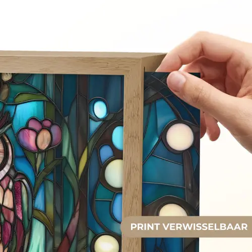 Uil - Mozaïek - Maan - Nacht Light Box met batterij (Wandlamp) middel -USP_websiteprintNL