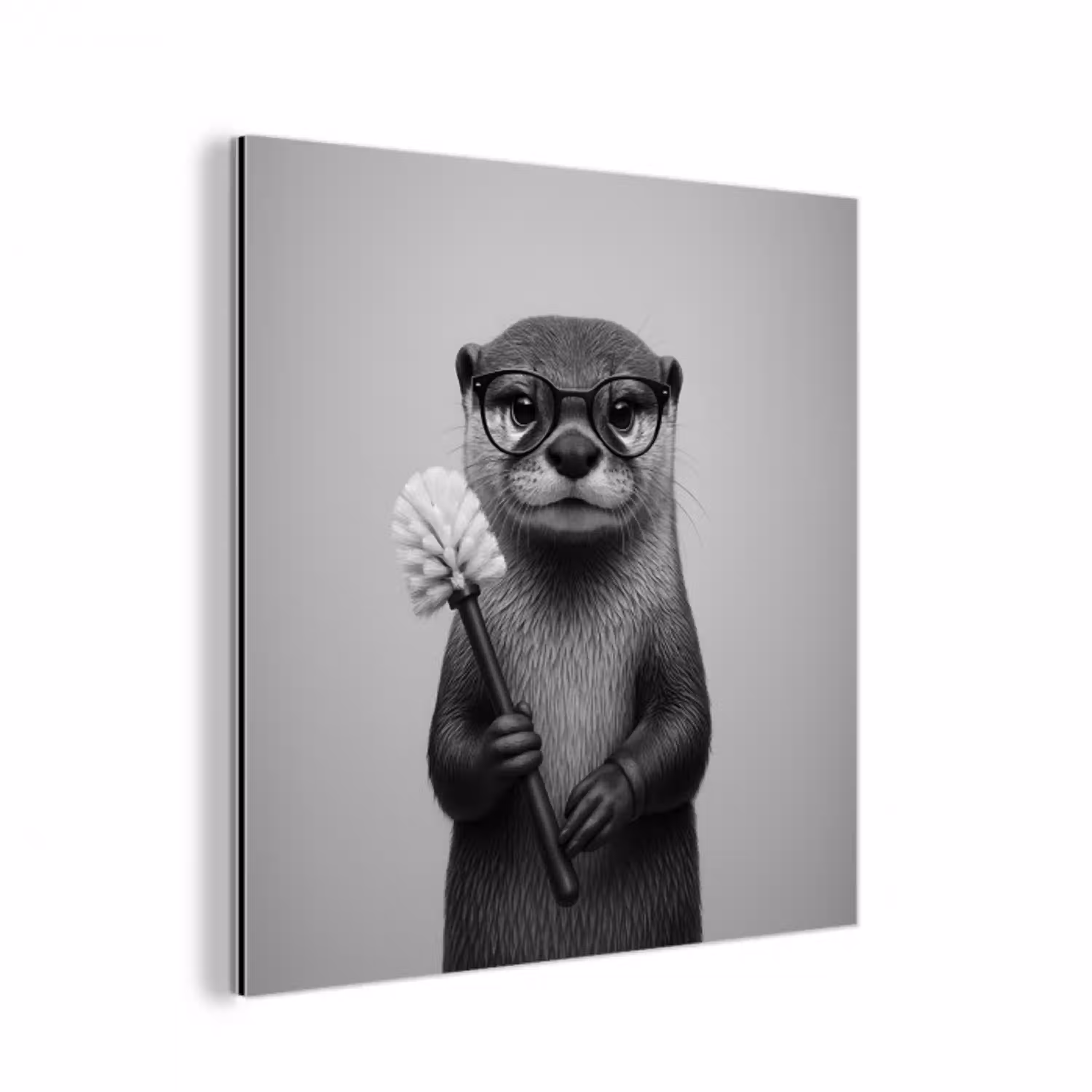 Otter - Wc-borstel - Bril - Zwart - Wit aluminium wit klein -3d
