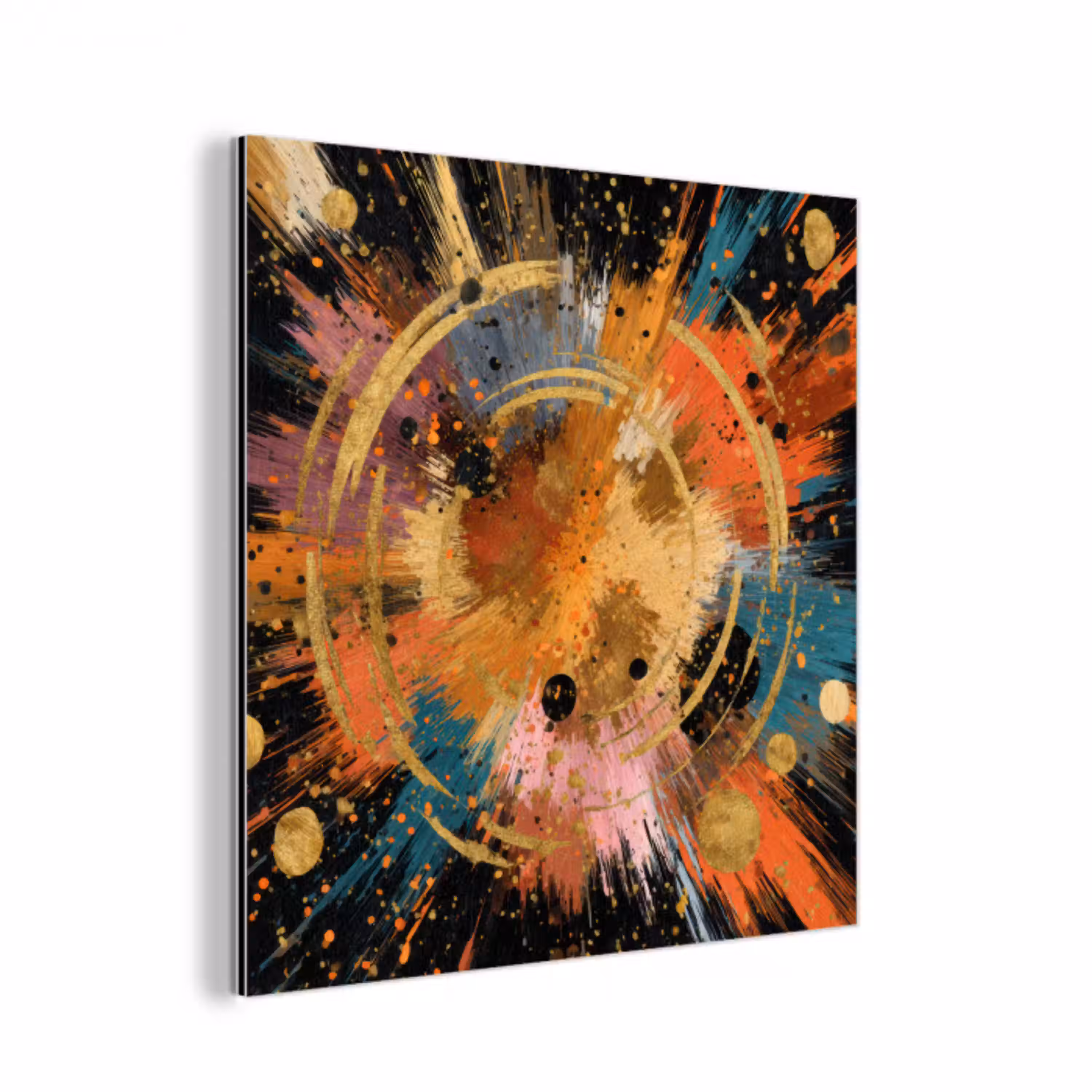 Explosie - Verfstructuur - Goud - Abstract aluminium wit klein -3d