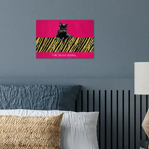 Kat - Baas - Roze - Tijgerprint poster papier klein -sfeer2