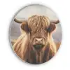 Schotse hooglander - Landschap - Dier Akoestische PET Vilt - Rond klein -3d