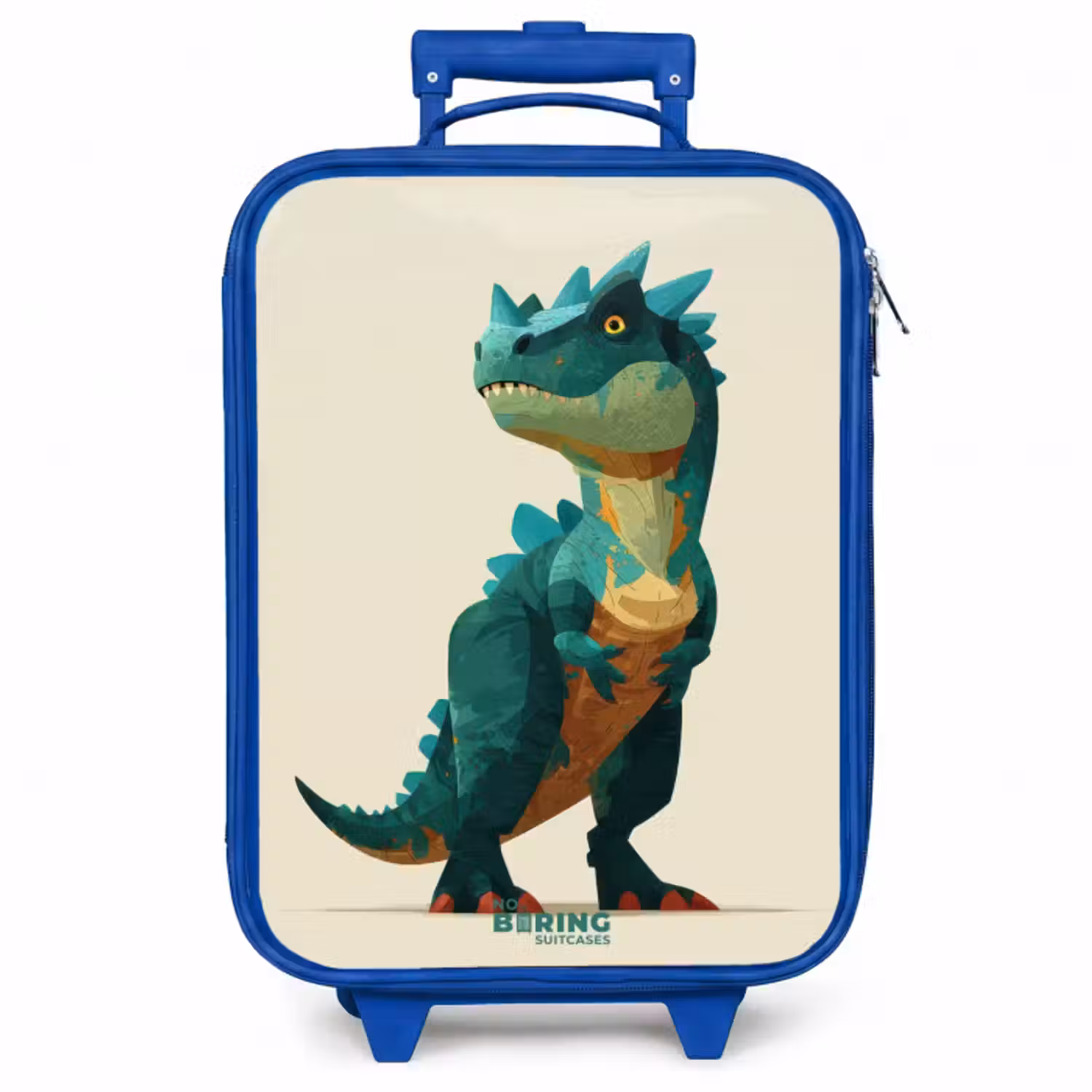 Kinderkoffer Blau - Gehörnter Dino mit scharfen Blicken