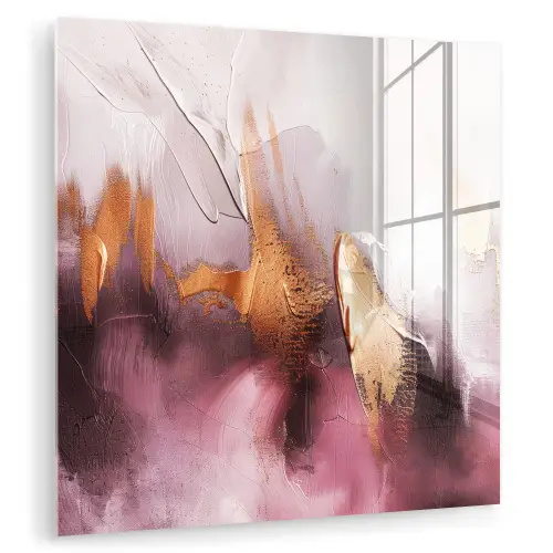 Watercolor - Goud - Roze - Abstract - Kunst plexiglas 5mm klein -zzzproduct_nieuw