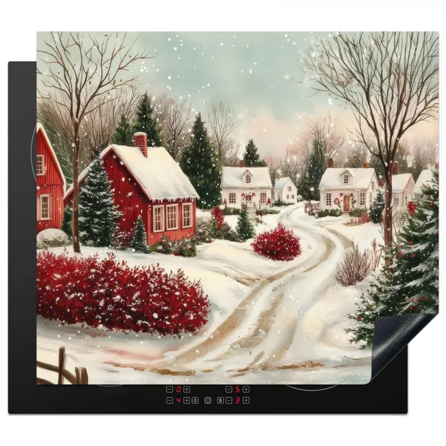 Kerstsfeer - Landelijk - Rood Inductie beschermer vinyl 3mm middel -3d