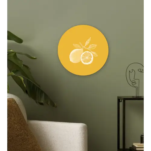 Citroenen - Illustratie - Minimalistisch - Geel Wandcirkel plexiglas klein -sfeer3