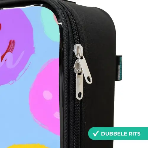 Vrolijk patroon van smileys Kinderkoffer - Zwart klein -rits_NL