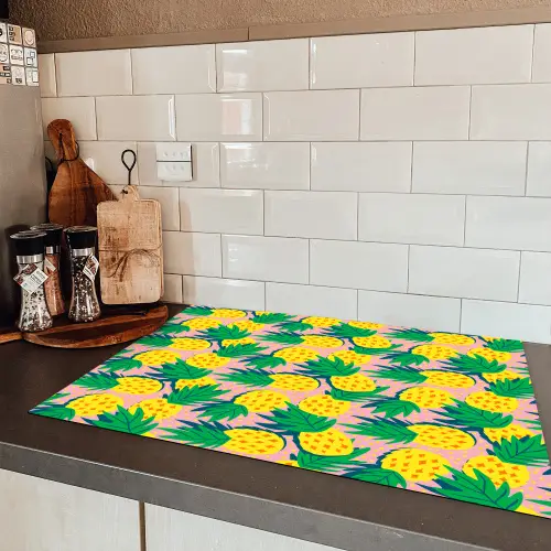 Ananas - Geel - Groen - Tropisch Inductie beschermer vinyl 3mm klein 276 -sfeer3