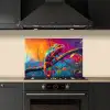 Kameleon - Tak - Gestreept - Bladeren keuken achterwand spatscherm klein -sfeer1