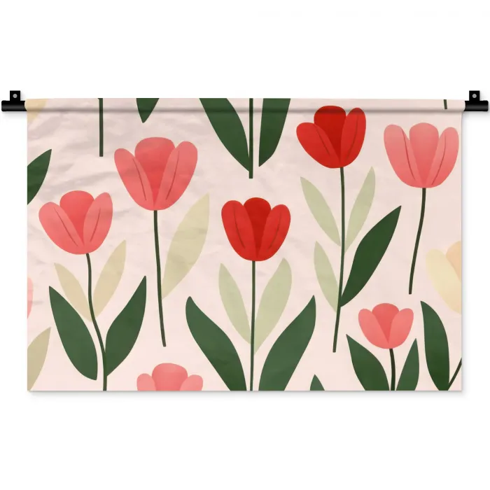 Tulpen - Modern - Roze Wandkleed katoen klein -zz3d