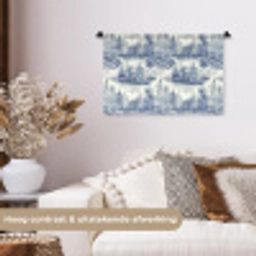 Huizen - Bomen - Water - Vogels - Blauw Wandkleed katoen klein 269 -sfeer1