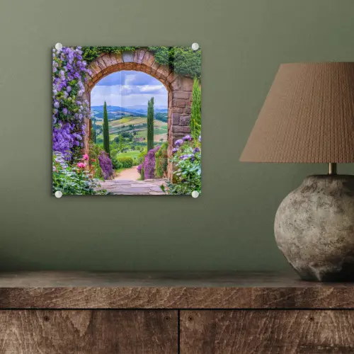 Doorkijk - Toscane - Landschap - Poort plexiglas 5mm klein -sfeer3