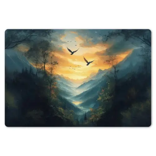 Vogels - Zon - Bomen - Groen Placemat vinyl groot -zzsfeer1_Kitchenyeah-website