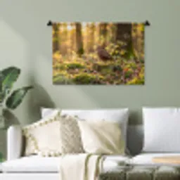 Houtsnip - Bos - Bladeren - Herfst - Gecamoufleerd Wandkleed katoen klein -sfeer7