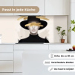 Vrouw - Portret - Modern - Goud - Kunst keuken achterwand 2 middel -sfeer4_DE