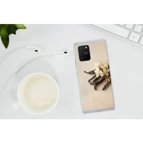 Vanille - Bloemen - Beige Telefoonhoesje Samsung Galaxy S10 Lite klein -oordopS10Lite