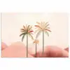 Palmbomen - Heuvels - Minimalistisch - Zachtroze poster papier klein -3d