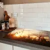 Riet - Gras - Zonsondergang - Natuur - Horizon Inductie beschermer vinyl 3mm klein -sfeer3