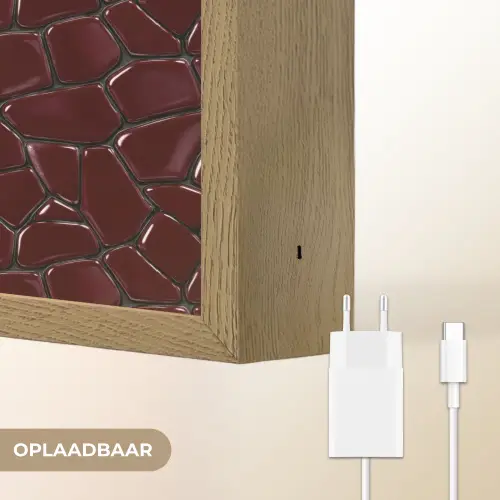 Mozaïek - Tegel - Bordeauxrood Light Box met batterij (Wandlamp) middel 907 -USP_websiteoplaadbaarNL